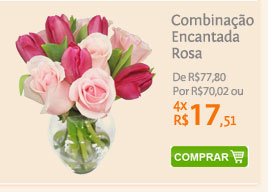 Combinação Encantada Rosa de R$77,80 por R$70,02